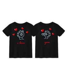 Playeras dúo para parejas san Valentín diseño de tuerca y tornillo amor y amistad - Negro - Ver 1