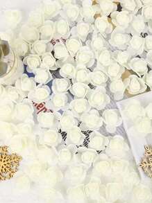 50pcs Milk White Foam Rose Flowers - Milky White - View 3