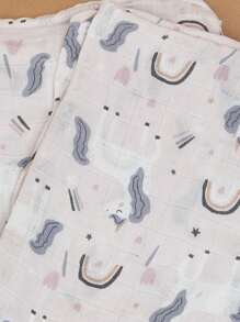 HappyFlute Rainbow&Sun Bear Pattern Muslin Bamboo Fiber Baby Wrap Swaddle Blanket 3 Packs Set 120*110cm With Oeko Certificate