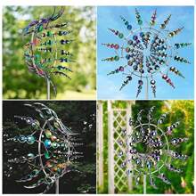 1 件神奇金屬風車,適用於庭院和花園的 3d 金屬戶外風力旋轉器,獨特的金屬動能風雕塑和旋轉器,捕風器金屬戶外草坪露台裝飾風雕塑 - 彩色 - 查看 4