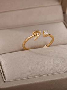 1 pieza Anillo con inicial de la A a la Z de moda para mujer, color dorado, de acero inoxidable, ajustable, joyería de boda, regalo