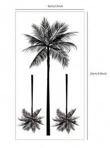 STARTTOOS 2pcs Black Abstract Palm Tree Pattern Temporary Tattoo Sticker For Finger, Wrist, Ear, And Body - Black - View 9
