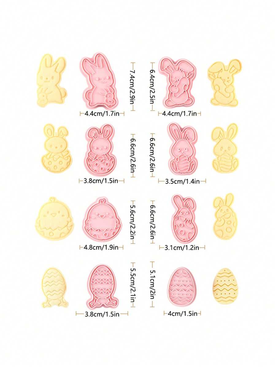 Easter Cookie Cutter Set Featuring Bunny, Egg And Chick Shapes, 3d