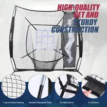 Patiassy 7 Ft X 7 Ft Baseball Softball Hitting Pitching Practice Net With Batting Tee And Batter Portable Baseball Net With 2 Weighted Baseballs, 2 Baseballs, Carry Bag And Strike Zone