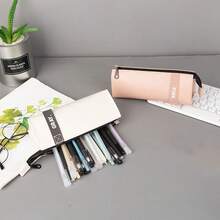 1pc Triangle Middle School Style Stationery Box With Large Capacity, Vintage Pencil Case With Waterproof Lining For Girls - Multicolor - View 5