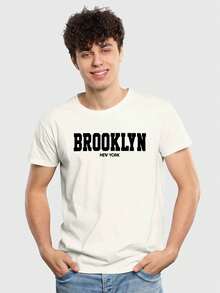 Camiseta Masculina Premium Brooklyn T-Shirt Algodão - Bege - Visão 1
