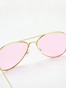 1pc Men's Fashionable Pink Aviator Fashion Glasses, Lightweight And Versatile, Suitable For Daily Wear And Driving Elegant Shades Accessories Beach Accessories Glasses Shades For Summer Beach Vacation,Outdoor,Travel - Baby Pink - View 4