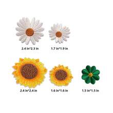 雏菊花熨烫/缝制补丁，1 件向日葵花刺绣贴花补丁，适用于 DIY 衣服背包帽子牛仔裤夹克 - 花朵款 - 查看 7