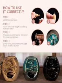 20/60/100/180PCS Ceramic Incense Burner And Its Matching Backflow Incense Backflow Incense For Meditation, Prayer, Sleep Soothing, Remove Odor, Add Fragrance, Mix Multi-Scent - Multicolor - View 4