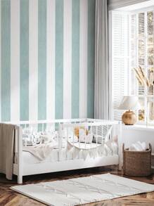 SUPSTICKER 1卷青白条纹加厚防潮壁纸客厅卧室自粘家居装修装饰美化墙贴撕下即贴有三种尺寸可选装修贴纸撕下墙板墙纸壁纸春季装饰用品让您的家焕然一新拉玛装饰贴纸 - 彩色 - 查看 3