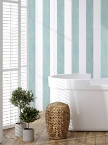 SUPSTICKER 1卷青白条纹加厚防潮壁纸客厅卧室自粘家居装修装饰美化墙贴撕下即贴有三种尺寸可选装修贴纸撕下墙板墙纸壁纸春季装饰用品让您的家焕然一新拉玛装饰贴纸 - 彩色 - 查看 9