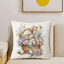 4pcs lễ Phục sinh Con thỏ & Trứng In Đào Da Vỏ gối , màu trơn Đệm sofa Loại vỏ , Nhà  Trang trí Ném Vỏ gối Đối với Phòng khách , Phòng ngủ ( Gối Cốt lõi Không bao gồm ) - màu xanh lá - Xem 6