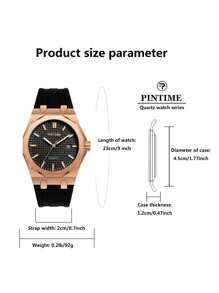 Men's Silicone Strap Quartz Wristwatch With Large 12-Sided Dial, Casual Sports Waterproof Fashion Watch - Rose Gold - View 4