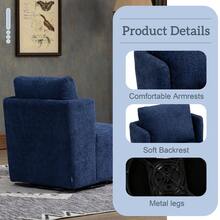 HOMEFUN Swivel Barrel Chair, Comfy Round Accent Sofa Chair For Living Room, 360 Degree Swivel Barrel Club Chair, Leisure Arm Chair For Nursery, Hotel, Bedroom, Office, Lounge - 海軍藍 - 查看 2