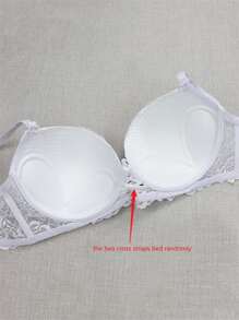 1 Stück sexy Spitzenrand Push-Up BH mit seitlicher Stütze und Verstellungsfunktion, Lingerie