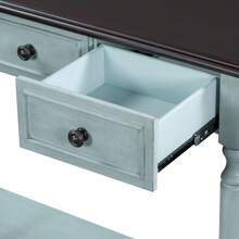 Nestfair Retro Wooden Console Table With Open Shelf Two Drawers