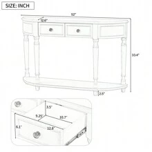 Nestfair Retro Wooden Console Table With Open Shelf Two Drawers