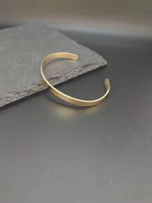 2pcs/Set Stainless Steel 18k Gold Plated Open Cuff Bracelet And Chain Bracelet For Men, Fashionable Design And Simple Style, Suitable For Holidays, Birthdays And Graduation Gifts