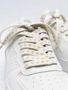 2 Piezas/paquete Cordones De Moda Con Patrón De Estrellas Para Zapatillas De Deporte Y Zapatos Casuales - Mostaza Amarilla - Ver 2
