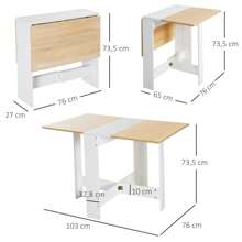 HOMCOM Mesa de Comedor Plegable Cocina Salón Mesa Auxiliar con 2 Alas Abatibles Ahorra Espacio Diseño Moderno 103x76x73,5cm Madera - Multicolor - Ver 4