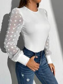 Body Liso De Manga Larga Con Cuello Redondo - Blanco - Ver 5