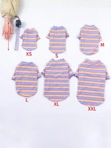Striped Print Pet Tee - Multicolor - View 5