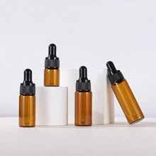 3pcs 5ml 10ml 15ml 20ml Amber Glass Dropper Bottle Jars Vials With Black Cap For Essential Oil Perfume Sample Bottle Aromatherapy Cosmetic Perfume Essential Oil Bottles - Brown - View 2