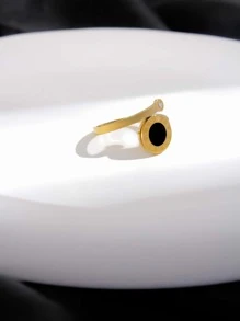 Anillo de acero inoxidable negro con números romanos chapado en oro de 18K, joyería de moda para mujer, accesorio de estilo gótico único, regalo creativo - Dorado - Ver 4