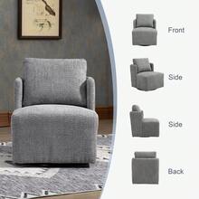 HOMEFUN Swivel Barrel Chair, Comfy Round Accent Sofa Chair For Living Room, 360 Degree Swivel Barrel Club Chair, Leisure Arm Chair For Nursery, Hotel, Bedroom, Office, Lounge - 灰色 - 查看 3
