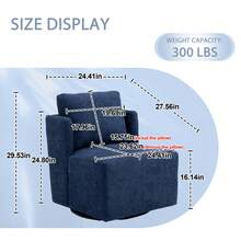 HOMEFUN Swivel Barrel Chair, Comfy Round Accent Sofa Chair For Living Room, 360 Degree Swivel Barrel Club Chair, Leisure Arm Chair For Nursery, Hotel, Bedroom, Office, Lounge - 海軍藍 - 查看 6