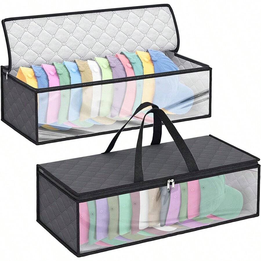 1 件帽子收納盒,適用於棒球帽收納盒,大號可容納 20 頂帽子寬收納盒壁櫥帽架 - 深灰色 - 查看 1