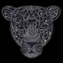 1pc Black Rope Embroidered Leopard Head Design Fabric Patch With Glue - Black - View 3