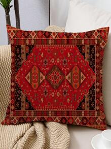 1pc Vintage Geometric Print Polyester Throw Pillow Cover - Multicolor - View 2