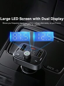 Baseus汽車充電器FM發射器支援無線藍牙5.3，18W的PD快充汽車充電器，雙USB汽車無線調變器MP3播放器，支援免提功能 - 黑色 - 查看 10