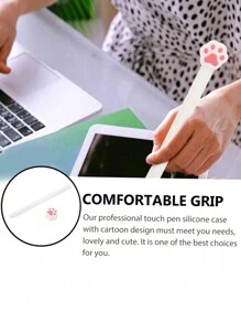 1pc Cute White Cat Paw Shaped Silicone Case Compatible With Apple Pencil 2, Thin & Skin-Friendly Protective Cover