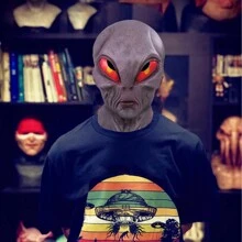 1pc Multicolor Latex Et Alien Head Mask Suitable For Costume Party, Gathering With Friends, Cosplay, Etc. - Multicolor - View 5
