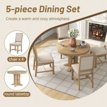 Nestfair 5-Piece Dining Set With Extendable Round Table And 4 Upholstered Chairs