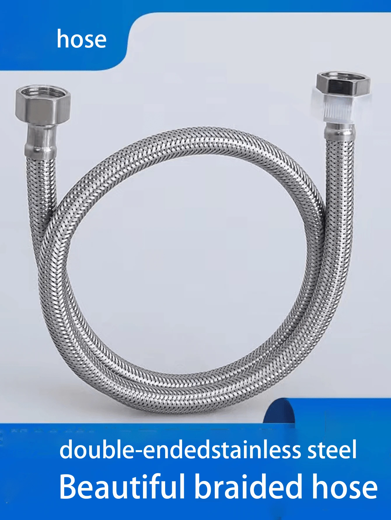 1入不銹鋼編織4點雙頭軟管,適用於馬桶、熱水器等 - 銀色 - 查看 1