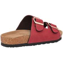 Women's Cork Footbed Sandals With Adjustable Buckles Slip On Platform Slides Sandals Summer Shoes - Red - View 3