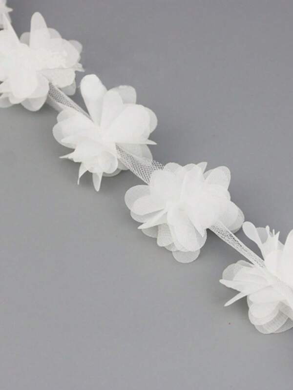 (60pcs/Pack) Diy Chiffon & Lace Fabric Flower Petals For Headband, Clothes, Wedding And Handcraft Decoration