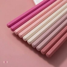 5双/套彩色马卡龙设计合金筷子，防滑日式餐具，厨房，圣诞礼物，学校用品