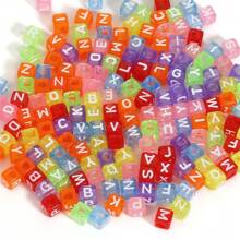 50入組diy珠寶制作配件手工字母串珠,方形亞克力多色英文字母串珠,適用於手鍊項鍊,兒童早期教育 - 彩色 - 查看 7