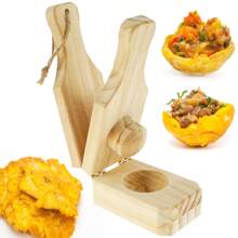 Wooden Tostonera Plantain Press With Handle Banana Smasher Maker Reusable Plantain Press Smasher Portable Plantain Press Easy Storage For Fried Plantains Chips And Tostones Cups 6.3*2.36*2.36in