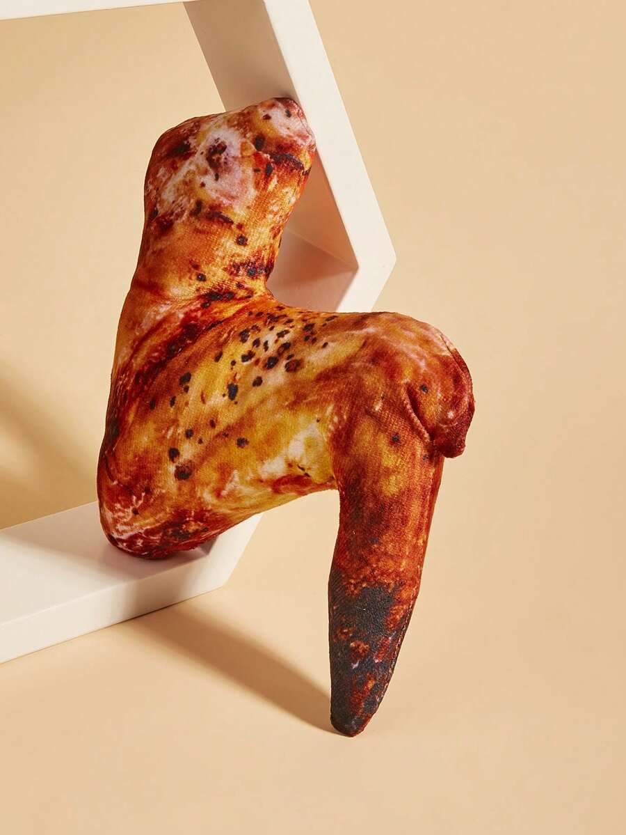 1pc Simulation Chicken Wing Shaped Pet Plush Toy For Interactive Play - Multicolor - View 1