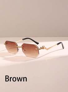 1 pieza Gafas cuadradas de moda para hombre sin marco, accesorios de lentes vintage - Multicolor - Ver 17