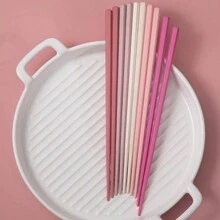 5双/套彩色马卡龙设计合金筷子，防滑日式餐具，厨房，圣诞礼物，学校用品