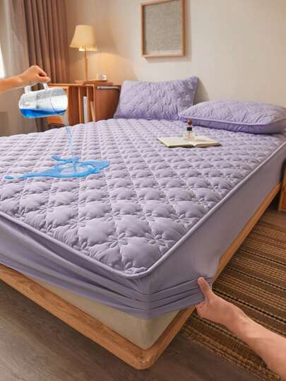 Set di 2/3 pezzi di lenzuola aderenti impermeabili color viola con federe,protettore per materasso impermeabile, copri-materasso per camera da letto, set di lenzuola aderenti in stile minimalista a tinta unita, per tutte le stagioni, copertura per materasso a 360 gradi per un sonno confortevole, adatto per camera da letto, stanza degli ospiti, dormitorio, stanza dei bambini, morbido e senza fluorescenti e anti-pelucchi,copri-letto impermeabile in tessuto moderno per la casa