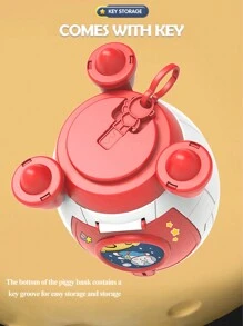 NEUSNEY 1盒卡通火箭形零錢罐大容量帶鑰匙解鎖功能創意玩具3歲以上兒童早期教育智力開發,配件隨機,送男孩女孩學生禮物 - 紅色 - 查看 5