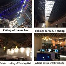 1pc 1*4m Jute Rope Net For Climbing, Ceiling Protection, Bar/Restaurant Partition, Vintage Decorative Grid, Anti-Falling Net, Rock Climbing Net, 4mm Rope Diameter, High-Altitude Net, Braided Mesh, Hanging Net - Yellow - View 2