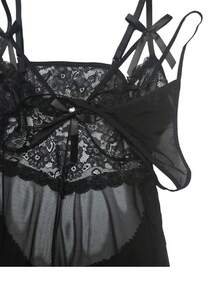 Sexy Babydoll Lingerie With Cute Curvy Bows - Black - View 5